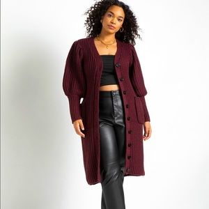 Eloquii Puff Sleeve Cardigan Sweater Dress Size 18/20